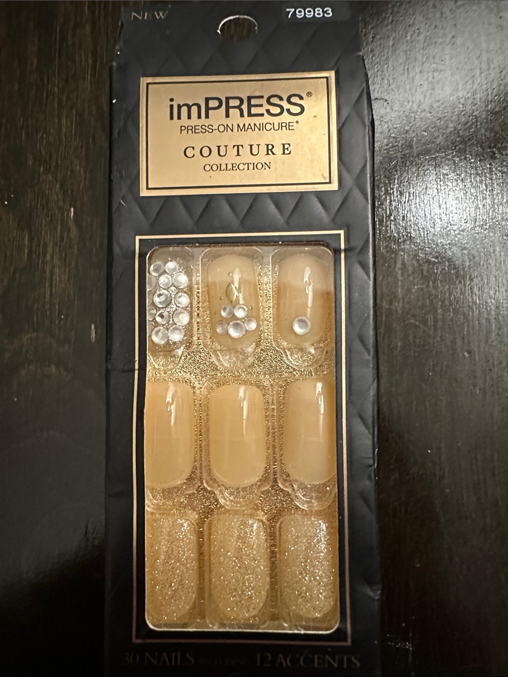 imPRESS Gold Glitter & Rhinestone Press-On Nails